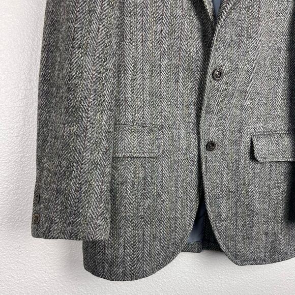 Harris Tweed Gray Herringbone Wool Blazer Sport Coat by Mawest Size Approx 40R - Picture 2 of 12